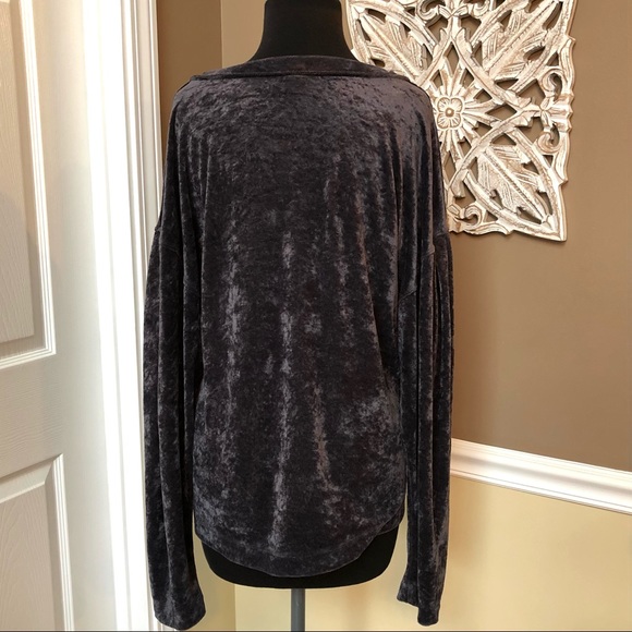 ⭐️ WE THE FREE By Free People Milan Gray Crushed Velvet Top MEDIUM - Picture 6 of 10